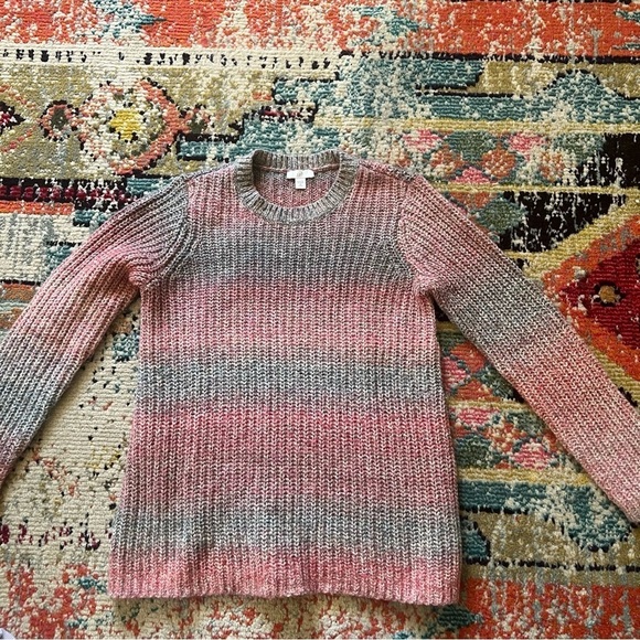 J.Jill Sweater Womens XSmall P Wool Blend Gray Pink Ombre Chunky Knit Lounge - Picture 1 of 6
